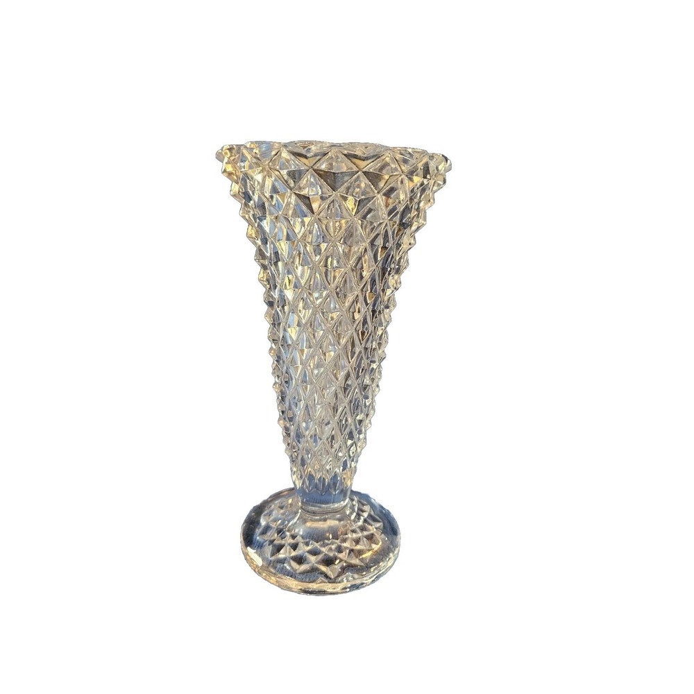 Vintage 6 Inch American Brilliant Heavy Cut Glass Vase Cut Crystal EUC‎